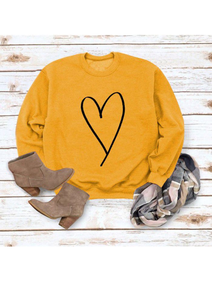 Women's top new line love round neck casual long sleeved sweater