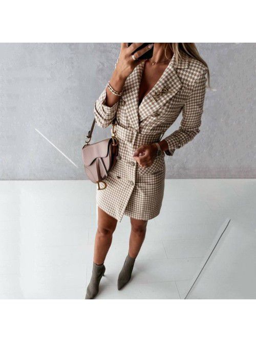 Autumn and Winter New Fashion Long Sleeve Belt Col...