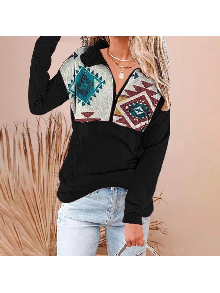 Autumn Street Trendy Cotton Pullover Long Sleeve Hooded Loose Sweater Women's T-shirt