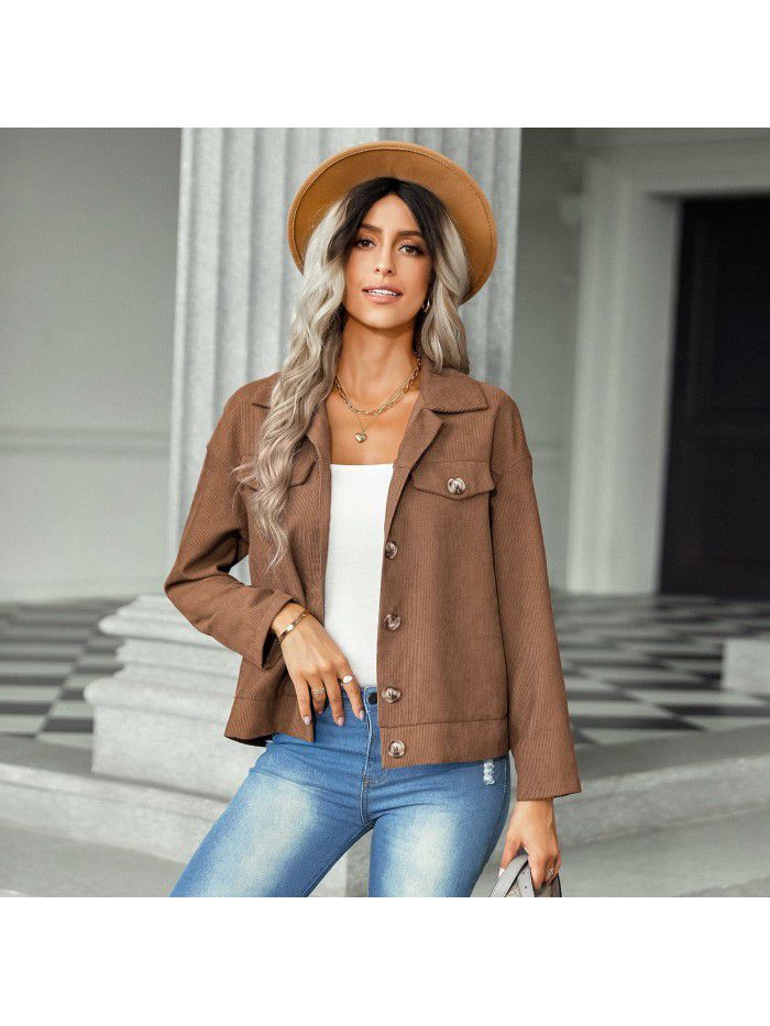 Autumn and Winter New Corduroy Coat Women's Fashion Versatile Jacket