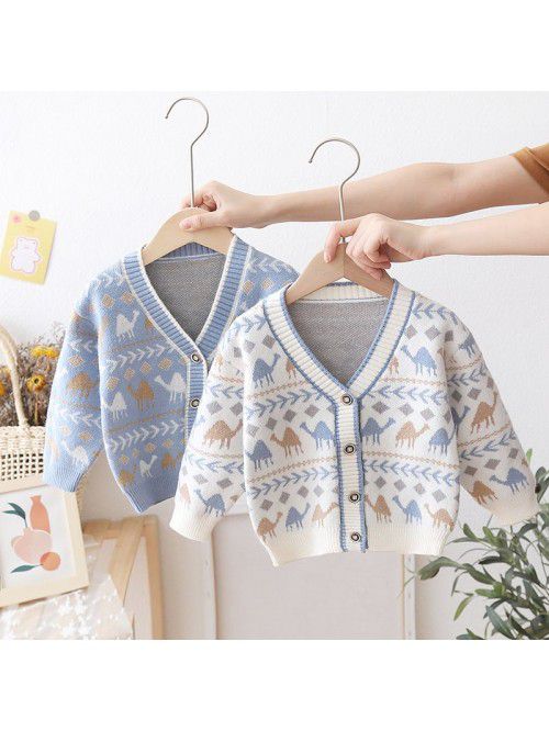 Boys' Dinosaur Cartoon Sweater Cardigan Autumn/Win...
