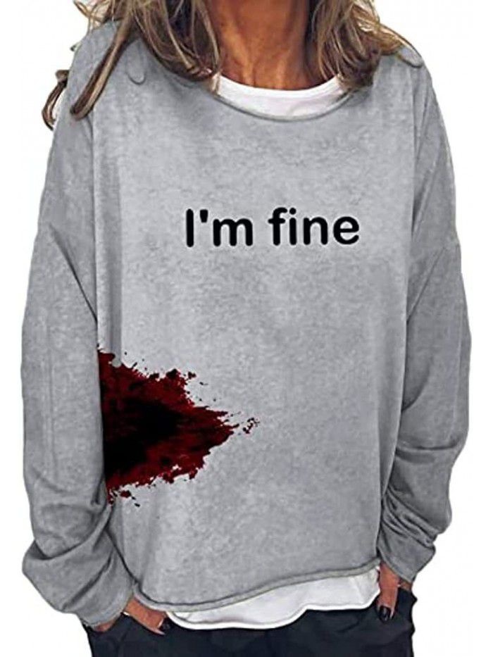 Letter printed round neck women's sweater American style