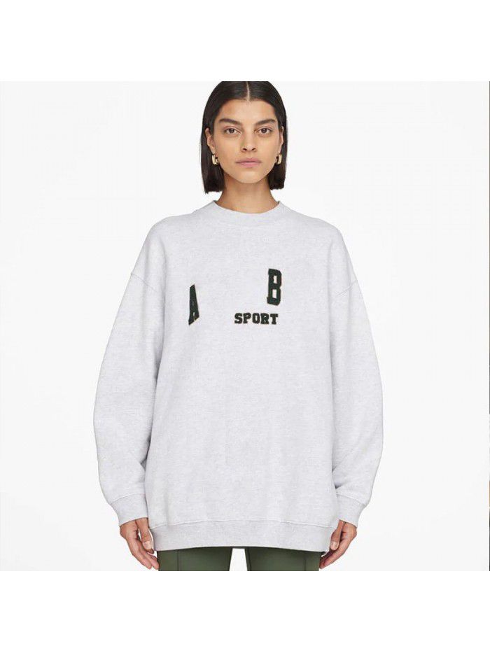 Leisure Fashion Letter Embroidery Pullover Sweatshirt Women's Loose Versatile Long Sleeve Fleece Sweater