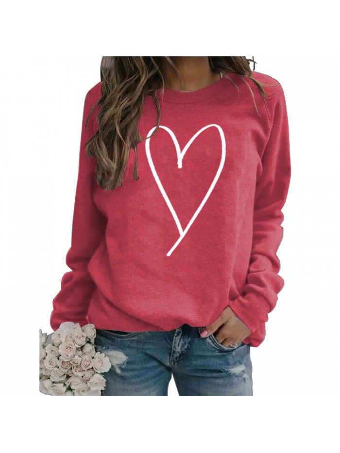 Women's top new line love round neck casual long sleeved sweater