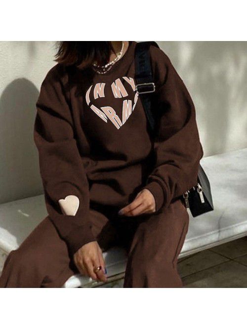 Spring and Autumn Love Letter Printing Pullover Ca...