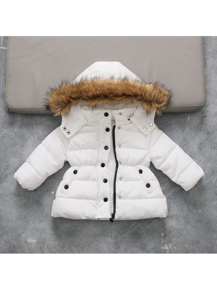 Children's cotton clothing, winter style, cross-border children's cotton clothing, wool collar, thick coat for small and medium-sized children, hand stuffed cotton cotton cotton clothing