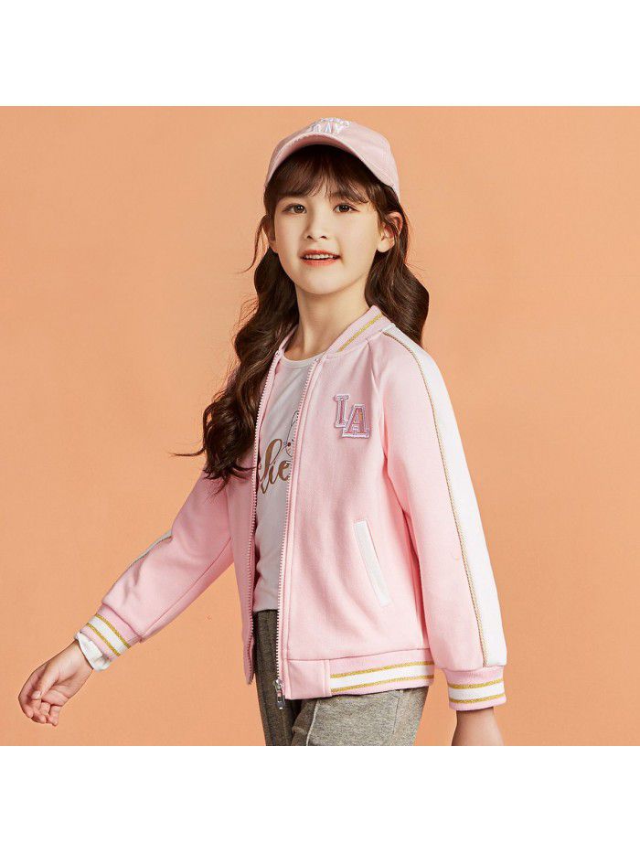 Spring new girls' coat loose and fashionable children's baseball suit comfortable sports top 