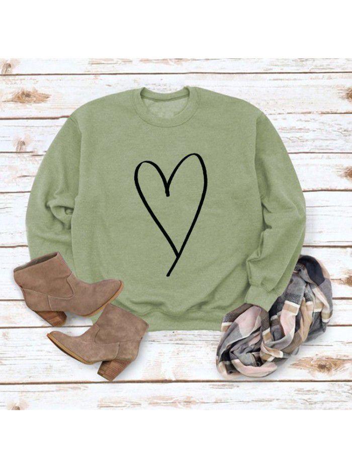Women's top new line love round neck casual long sleeved sweater