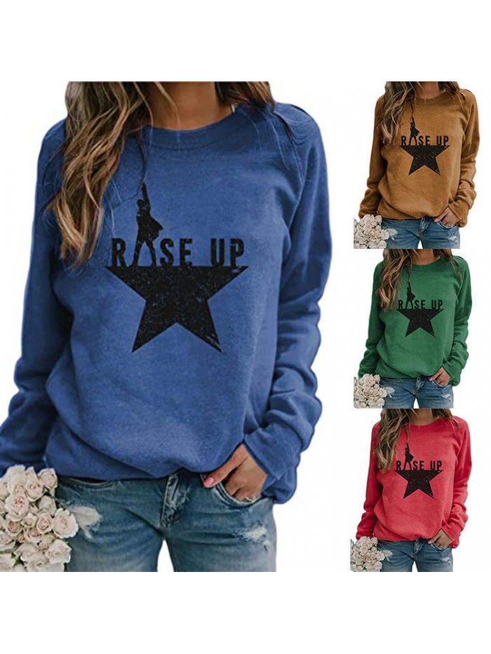 Autumn and Winter New Print Casual Loose Pullover Long Sleeve Women's Top Sweater Women's 