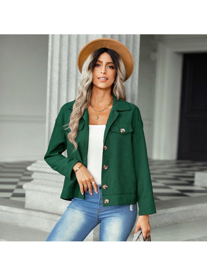 Autumn and Winter New Corduroy Coat Women's Fashion Versatile Jacket