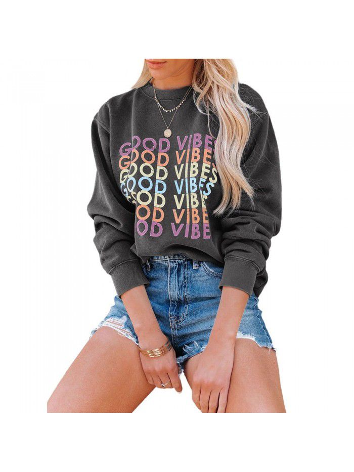 Sweater Women's Autumn and Winter New Print Round Neck Casual Top Women
