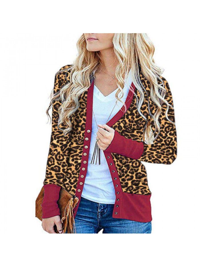 Women's striped patchwork medium length long sleeved single breasted cardigan jacket