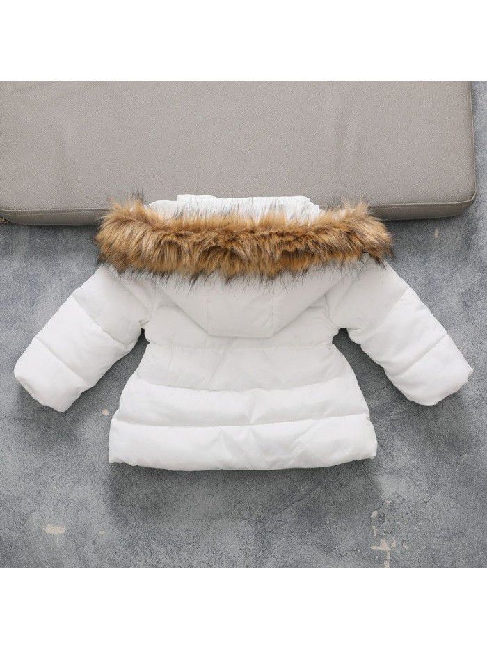 Children's cotton clothing, winter style, cross-border children's cotton clothing, wool collar, thick coat for small and medium-sized children, hand stuffed cotton cotton cotton clothing