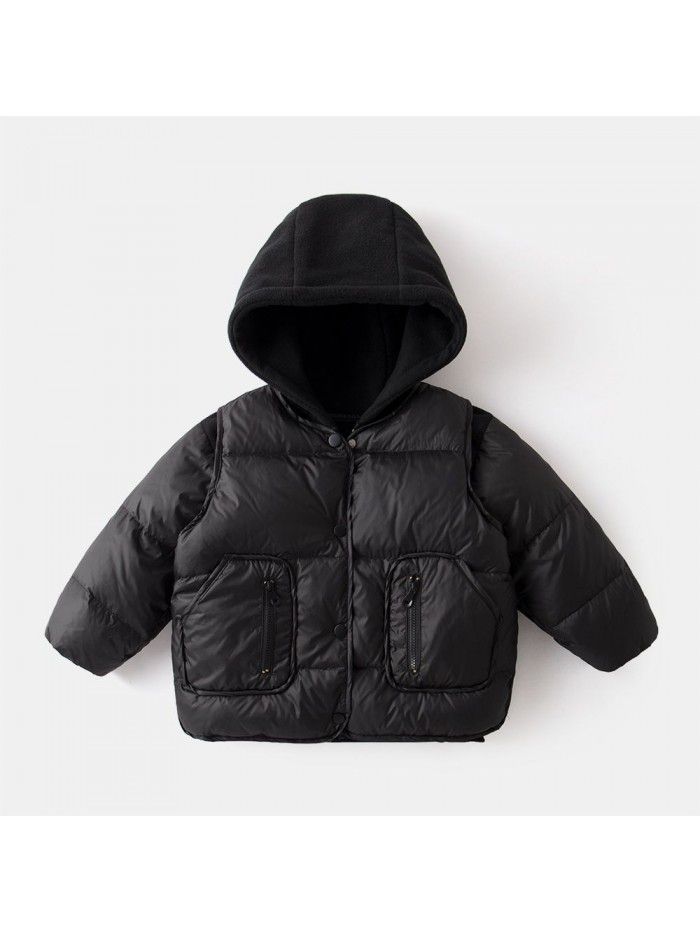 Baby Down Coat Winter Baby Down Vest Two Piece Set Boys' Autumn and Winter Thickened Top