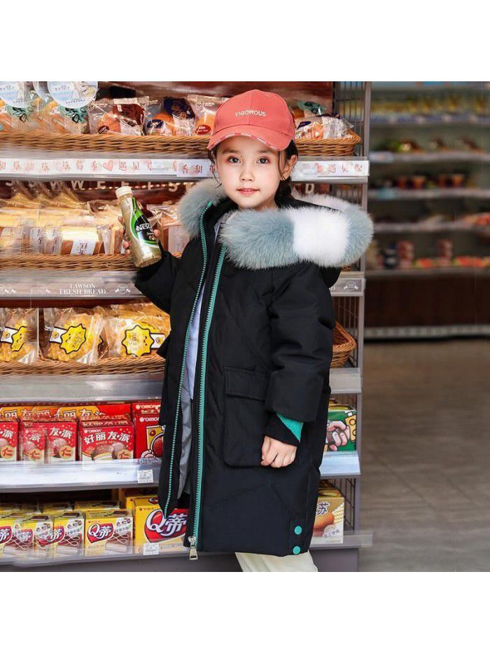 Girls' overcoat, winter dress, foreign style, little girls' cotton-padded clothes, middle and big children's clothes, medium and long cotton-padded clothes, cotton-padded jacket 