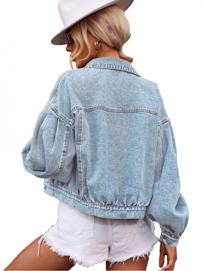 Women's casual street trendsetter loose and versatile short denim jacket