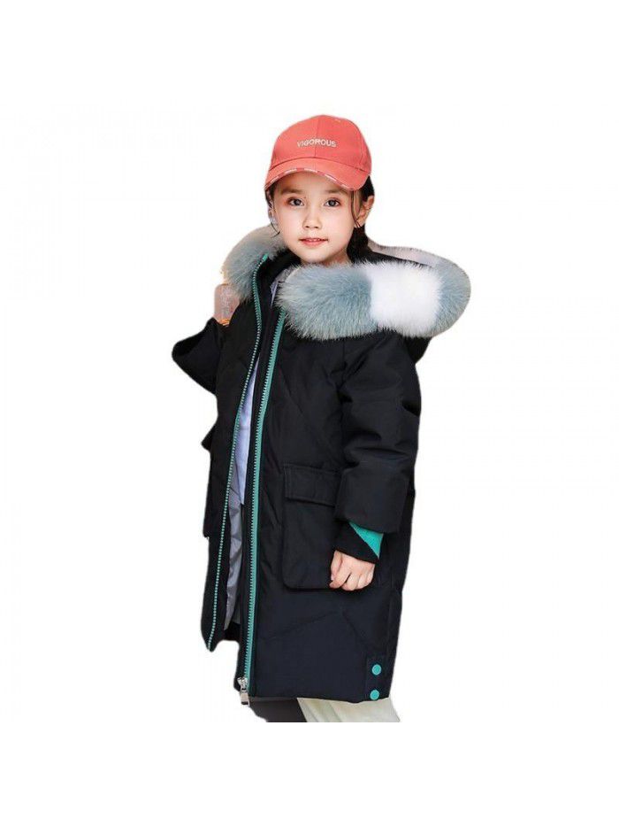 Girls' overcoat, winter dress, foreign style, little girls' cotton-padded clothes, middle and big children's clothes, medium and long cotton-padded clothes, cotton-padded jacket 