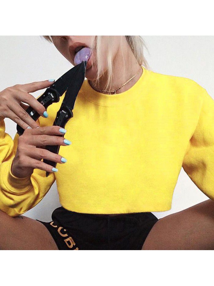 Women's New Solid Color Loose Slim Show Umbilical Base Long Sleeve Thin Sweater Coat 
