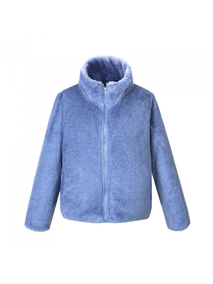 Boys and girls' autumn and winter new thickened warm children's fleece coat, medium and large children's coat, coral velvet student cotton coat 