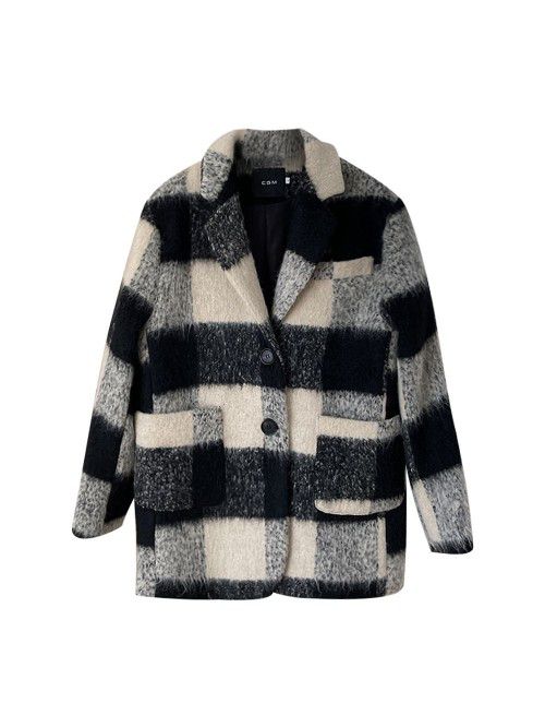 Wool Plaid Coat Women's Winter Fashion Loose ...