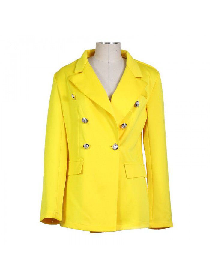 Temperament casual fashion women's solid color long sleeved small suit jacket