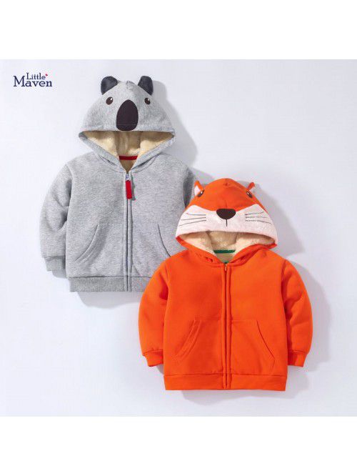 Children's coat Winter bear zippered shirt with pl...