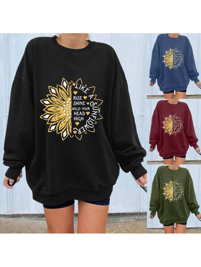Autumn and Winter Round Neck Pullover Sweatshirt Women's Urban Style Brushed Sweatshirt