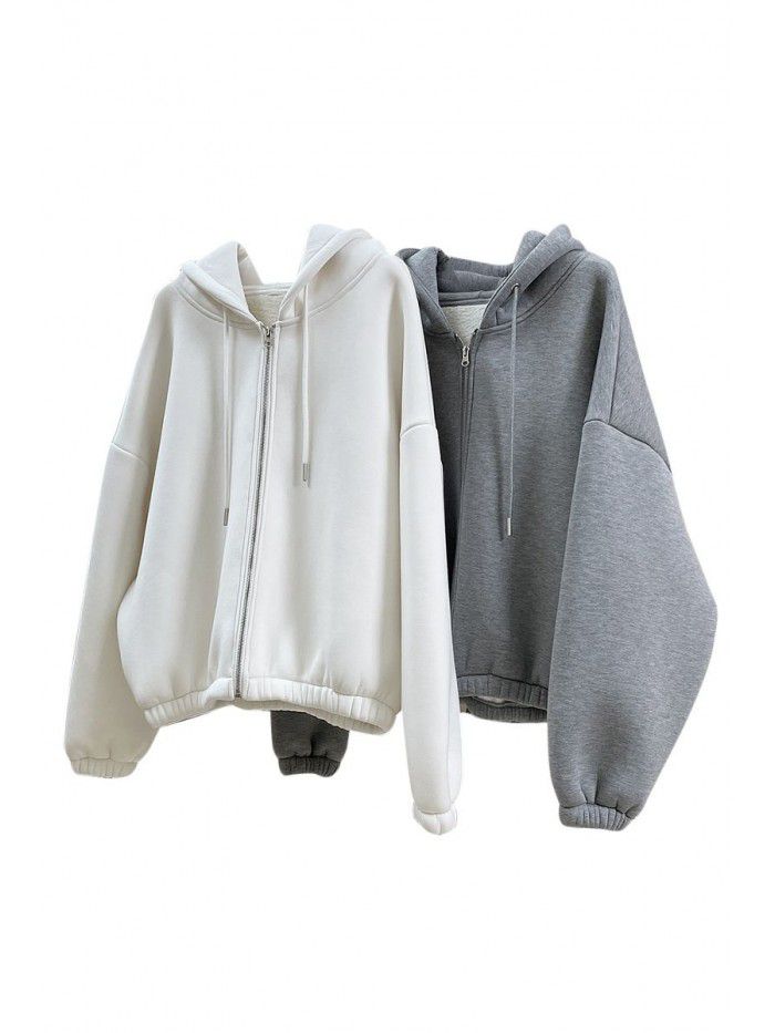 Autumn new style air feel hooded drawstring sweater design feel Korean style loose and thick casual coat women 