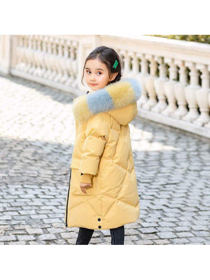 Girls' overcoat, winter dress, foreign style, little girls' cotton-padded clothes, middle and big children's clothes, medium and long cotton-padded clothes, cotton-padded jacket 