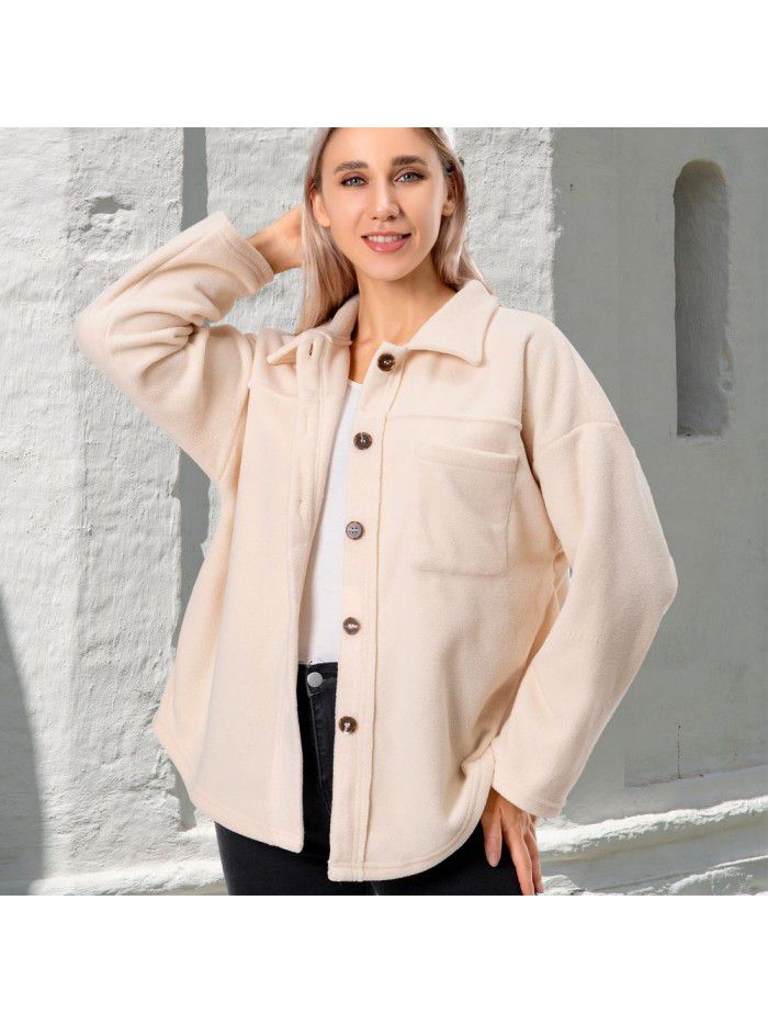 Thickened fleece coat Autumn and winter plush sweater Women's coat 