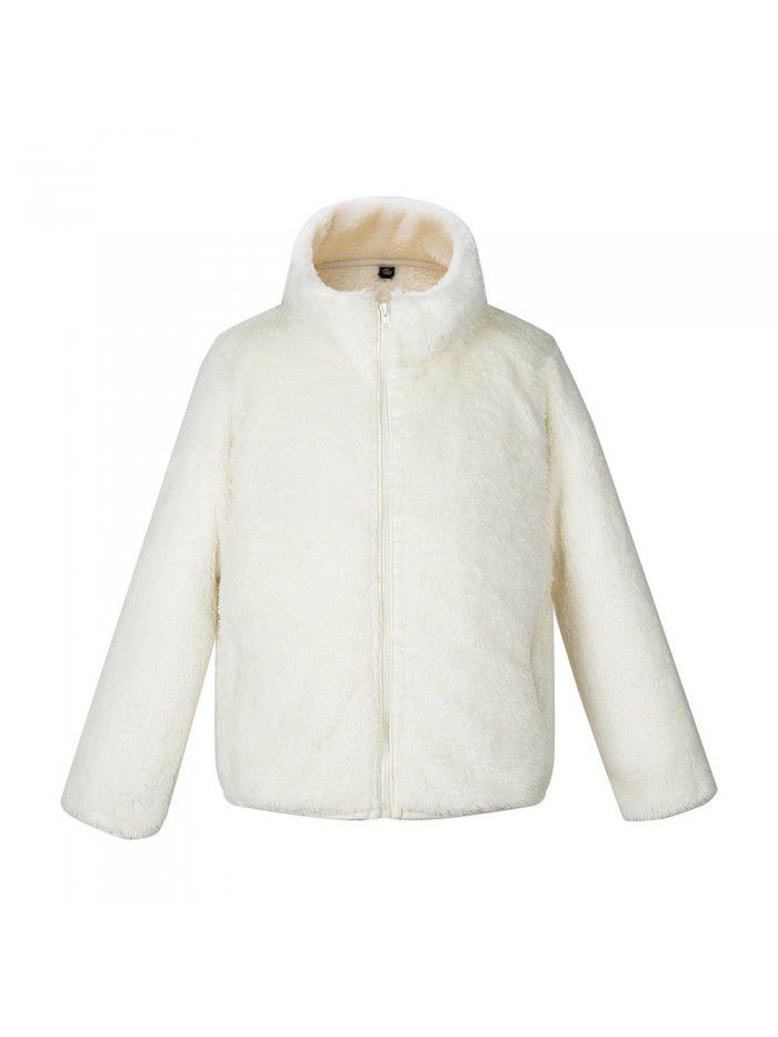 Boys and girls' autumn and winter new thickened warm children's fleece coat, medium and large children's coat, coral velvet student cotton coat 