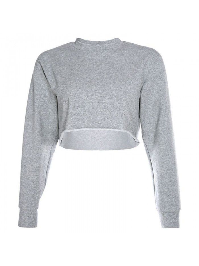 Women's New Solid Color Loose Slim Show Umbilical Base Long Sleeve Thin Sweater Coat 