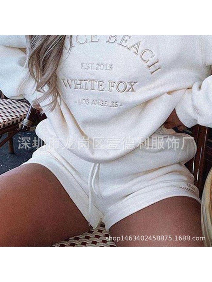 Women's embroidered sweatshirt casual letter embroidered long sleeved sweatshirt hip-hop trend autumn and winter