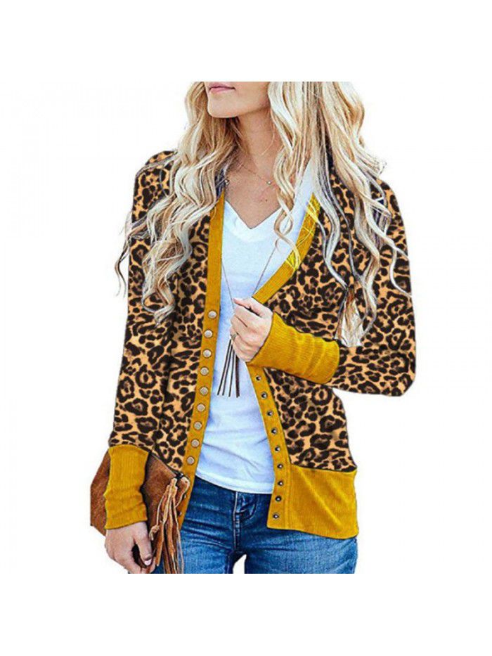 Women's striped patchwork medium length long sleeved single breasted cardigan jacket
