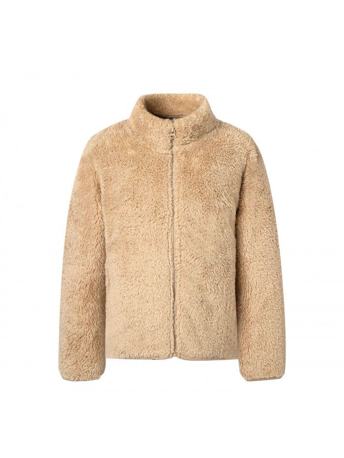 Boys and girls' autumn and winter new thickened warm children's fleece coat, medium and large children's coat, coral velvet student cotton coat 