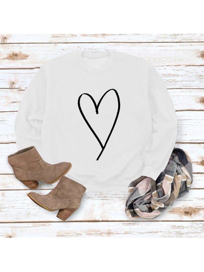 Women's top new line love round neck casual long sleeved sweater