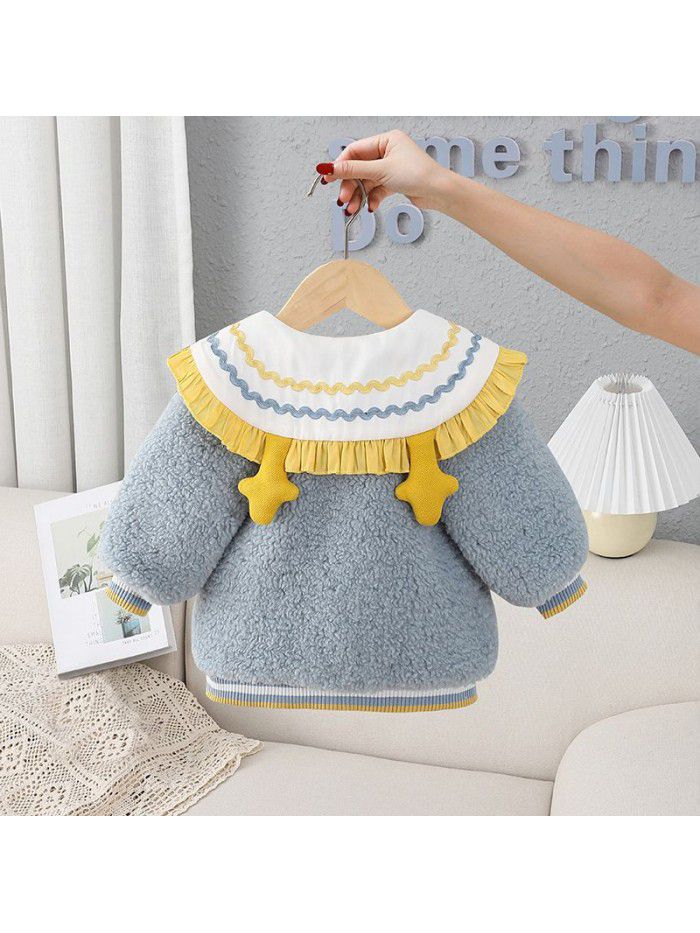 Winter new girls' coat fashion warm plush children's long-sleeved coat 