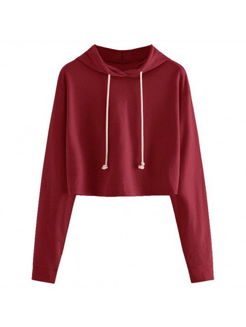 Spring New Solid Hooded Pullover Women 