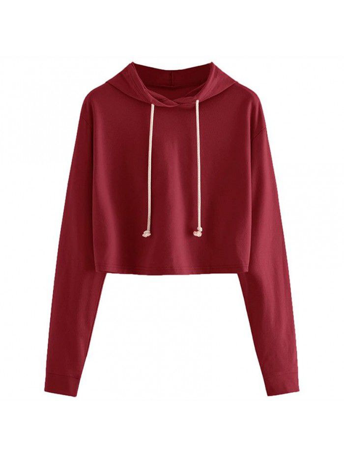 Spring New Solid Hooded Pullover Women 