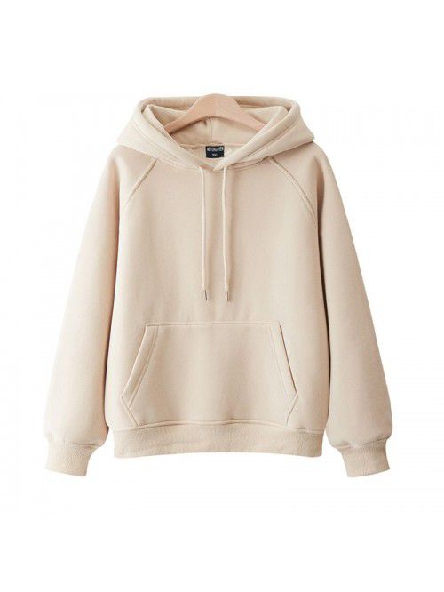 Casual hooded pullover with thickened and plush so...