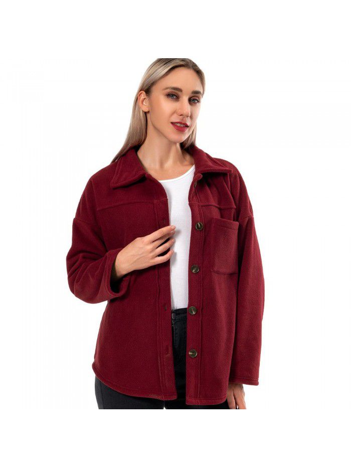 Thickened fleece coat Autumn and winter plush sweater Women's coat 