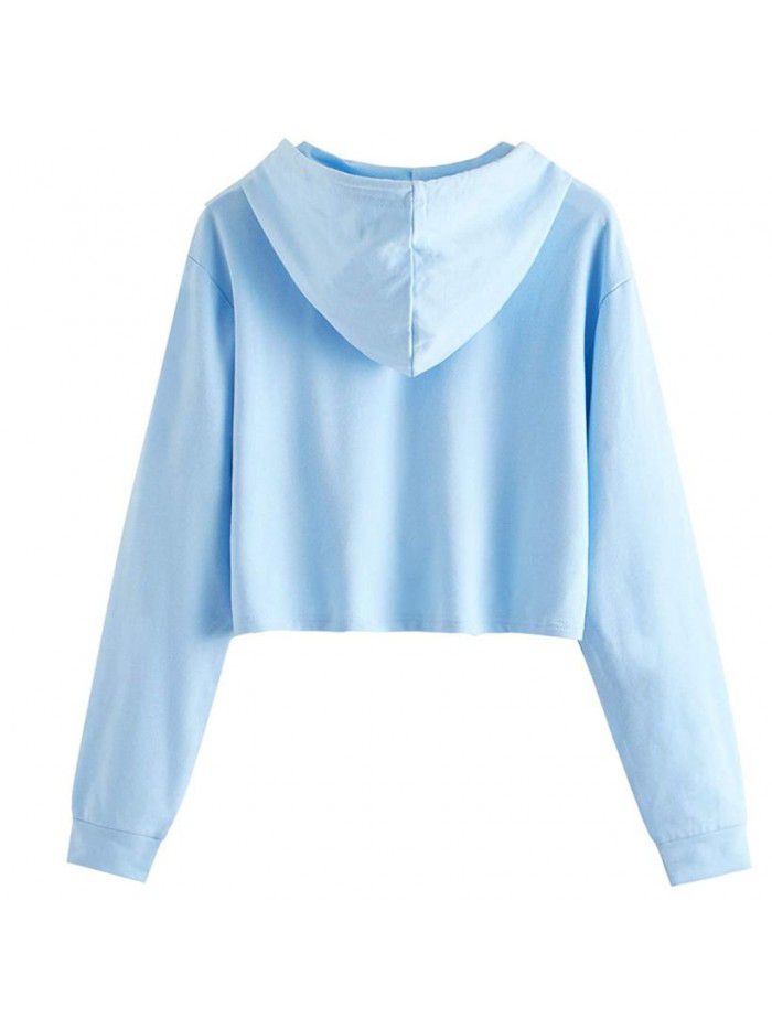 Spring New Solid Hooded Pullover Women 