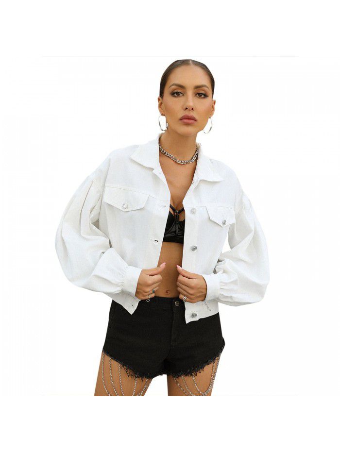 Women's casual street trendsetter loose and versatile short denim jacket