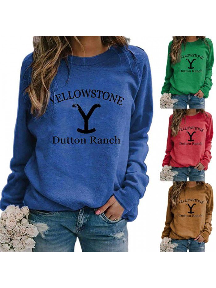Autumn and Winter New Print Casual Loose Pullover Long Sleeve Women's Top Sweater Women's 