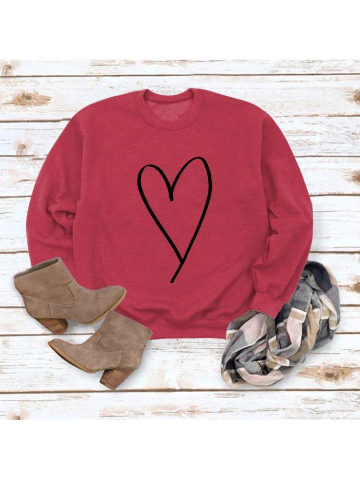 Women's top new line love round neck casual long sleeved sweater