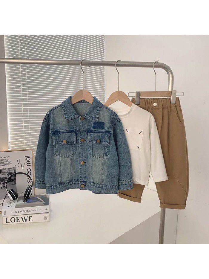 Spring New Children's Wear Children's Vintage Denim Clothing Boys' Spring and Autumn Fashion Versatile Coat