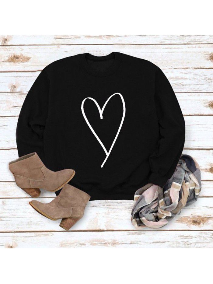 Women's top new line love round neck casual long sleeved sweater