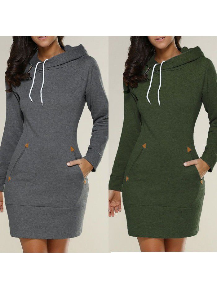 Hooded high neck long sleeved sweater dress