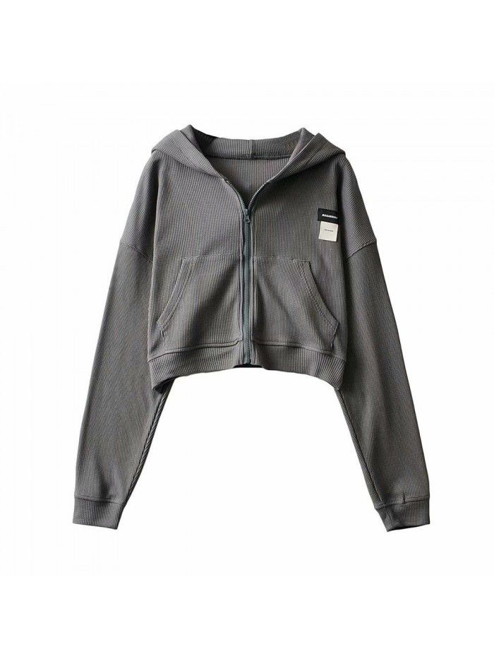 Zippered hooded sweater, comfortable and casual, fashionable and slimming top for women