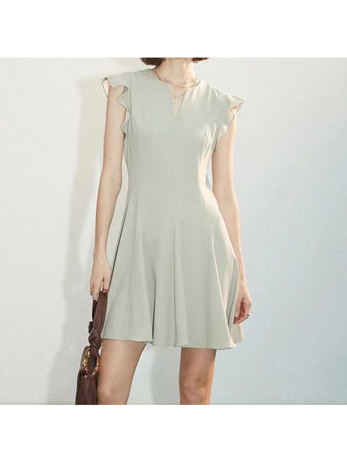 Summer New Elegant and Playful French Dress with Small Shoulders, Black Slim and Charming Skirt for Women 